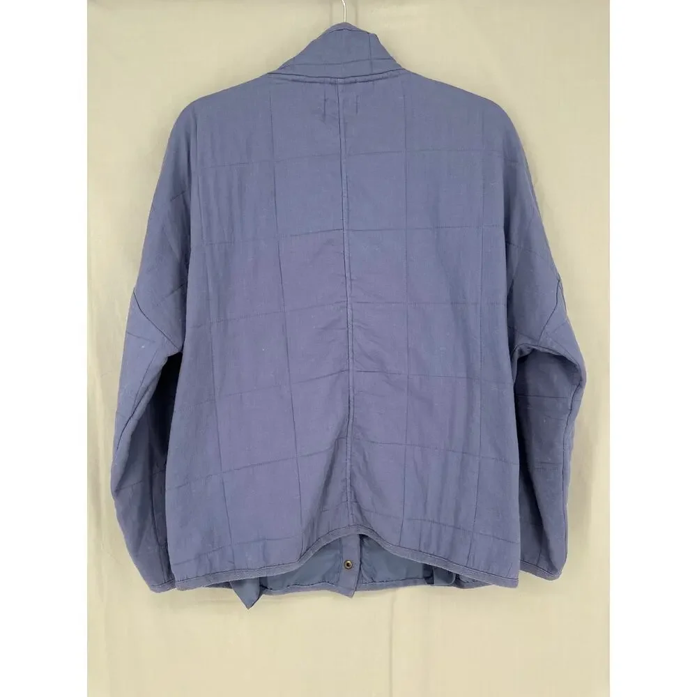 Amuse Society Jacket Women Small Blue Chore Quilted Beachy Palm Tree Snap - Picture 3 of 8